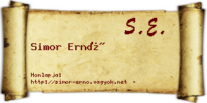 Simor Ernő névjegykártya